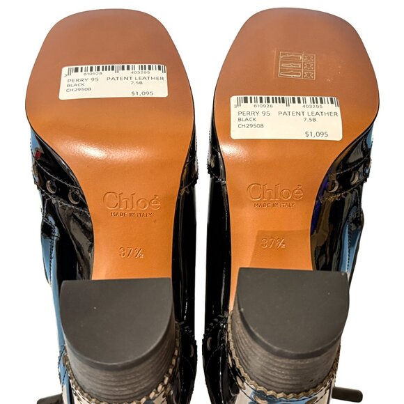 Brand New Chloe Perry 95 Patent Leather Square Toe Ankle Boots - Picture 12 of 13